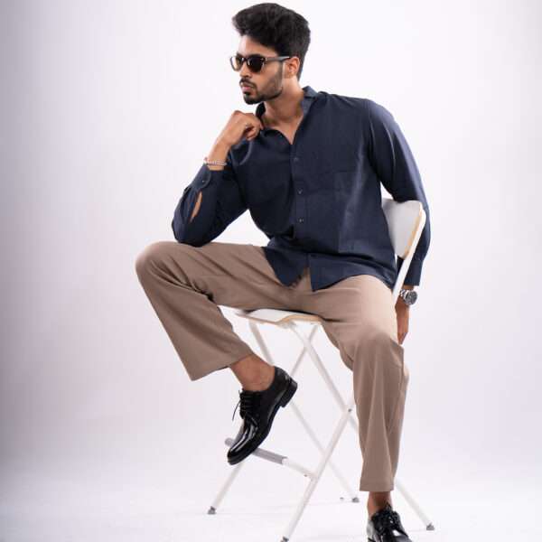 Deep Navy Blue Urban Luxe Solid Shirt - Image 5