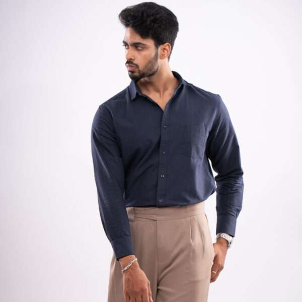 Deep Navy Blue Urban Luxe Solid Shirt - Image 4