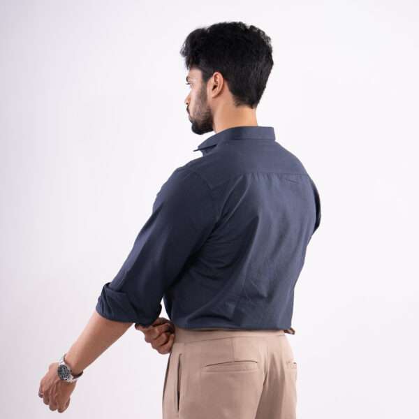 Deep Navy Blue Urban Luxe Solid Shirt - Image 6