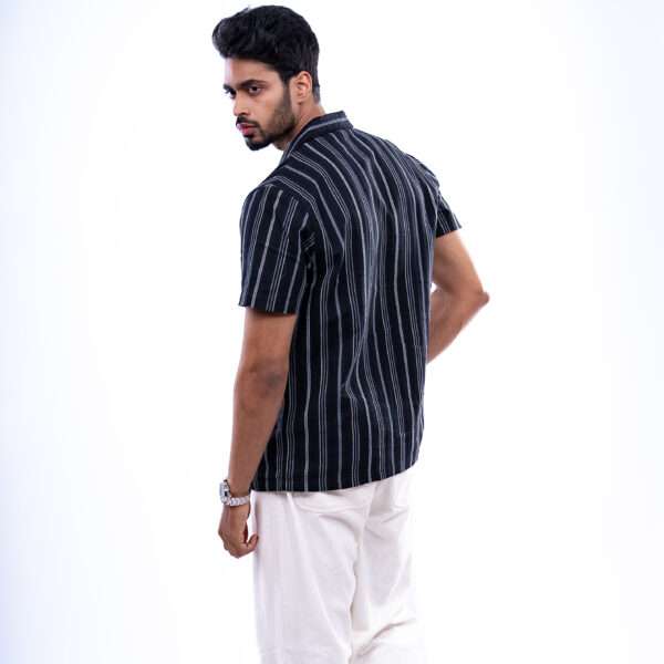 Midnight Stripe Linear Flow Cuban Collar Shirt - Image 3