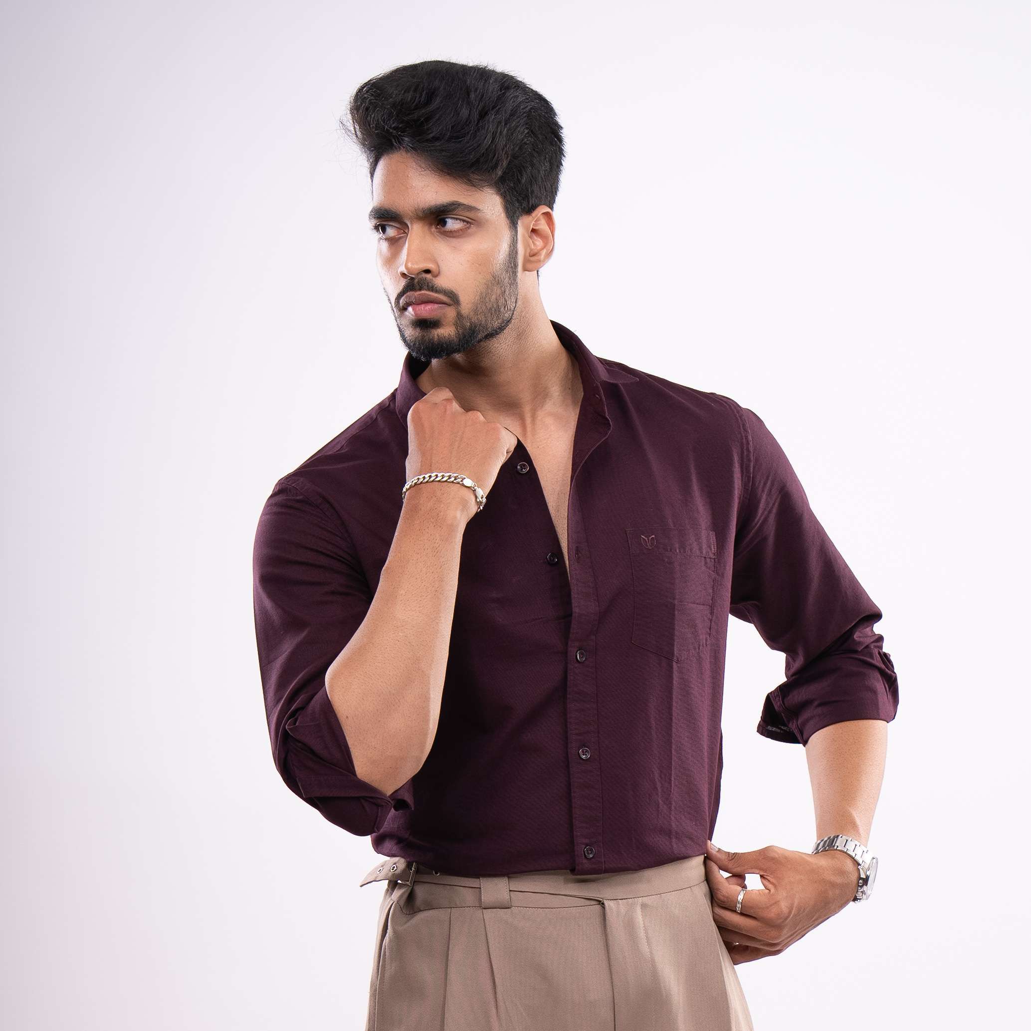Maroon Wine Urban Luxe Solid Shirt