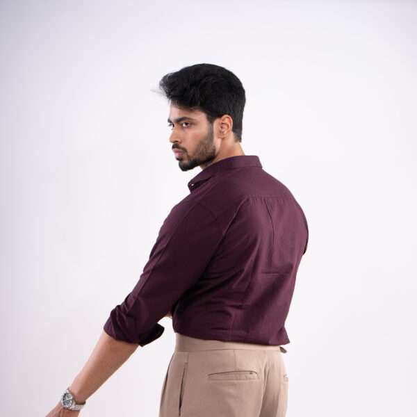 Maroon Wine Urban Luxe Solid Shirt - Image 5