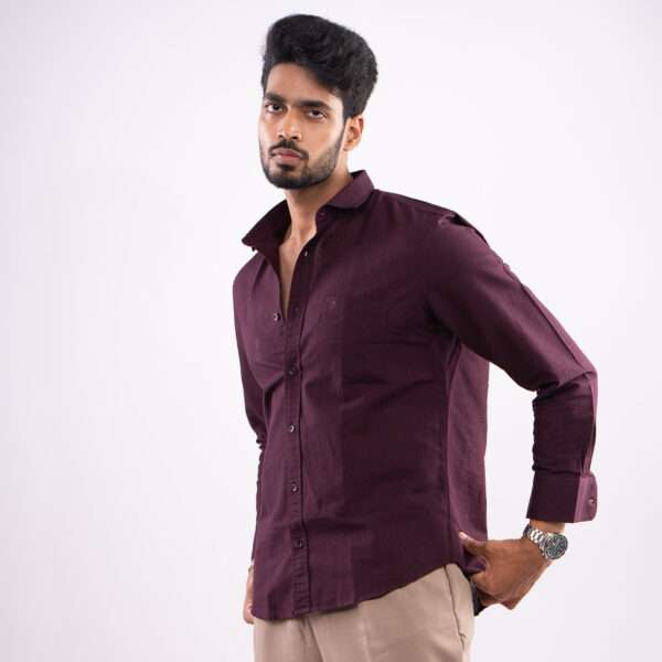 Maroon Wine Urban Luxe Solid Shirt - Image 4