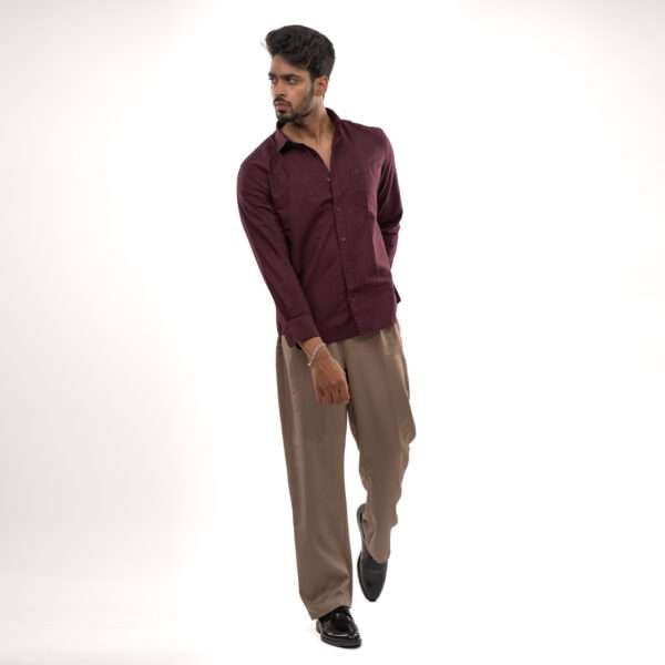 Maroon Wine Urban Luxe Solid Shirt - Image 3