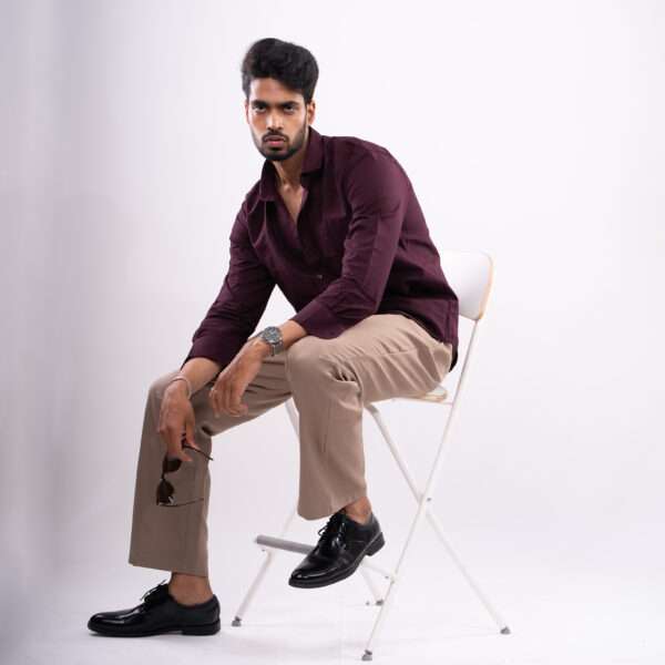Maroon Wine Urban Luxe Solid Shirt - Image 2