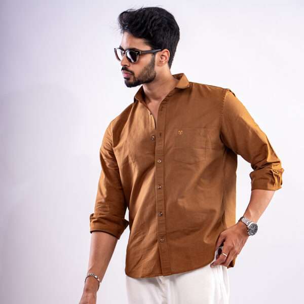 Chestnut Brown Urban Luxe Solid Shirt - Image 3