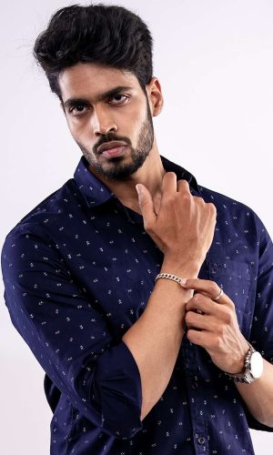 Deep Navy Micro Anchor Print