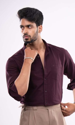 Maroon Wine Urban Luxe Solid Shirt
